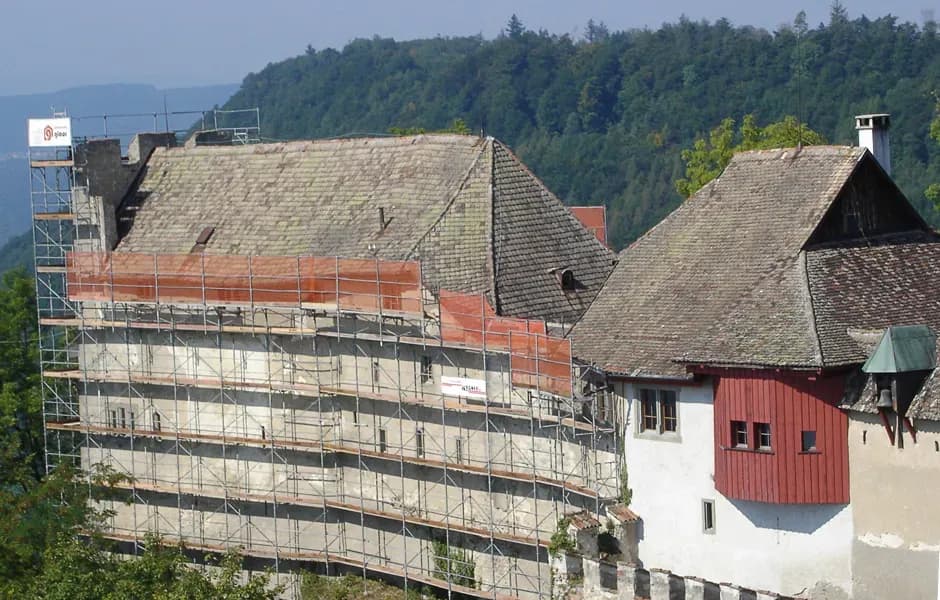 Burg Hohenklingen in Stein am Rhein während der Sanierung