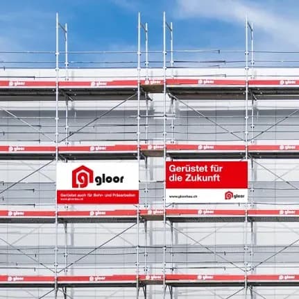 Stahlrohrgerüst der Gloor AG an einer Fassade in Schaffhausen